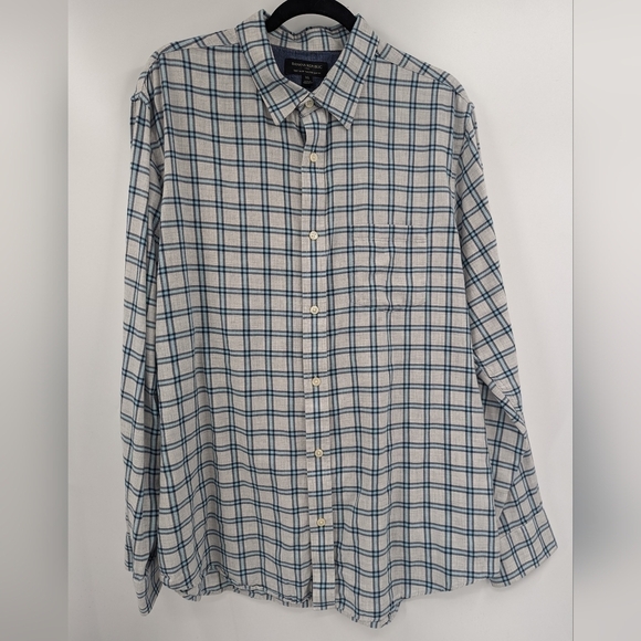 Men's BANANA REPUBLIC FACTORY Plaid Soft Wash Tailored Slim Fit Button Shirt - Picture 1 of 5